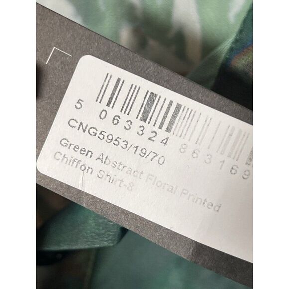 Pretty Little Thing Green Abstract Sheer Button Down Shirt Size 4 US.    K - Picture 7 of 9